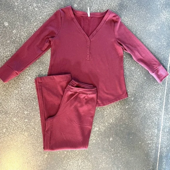SOMA (2 Pieces) Cozy Waffle Knit Long Sleeve Shirt & Pants Loungewear Size XL - Picture 2 of 11